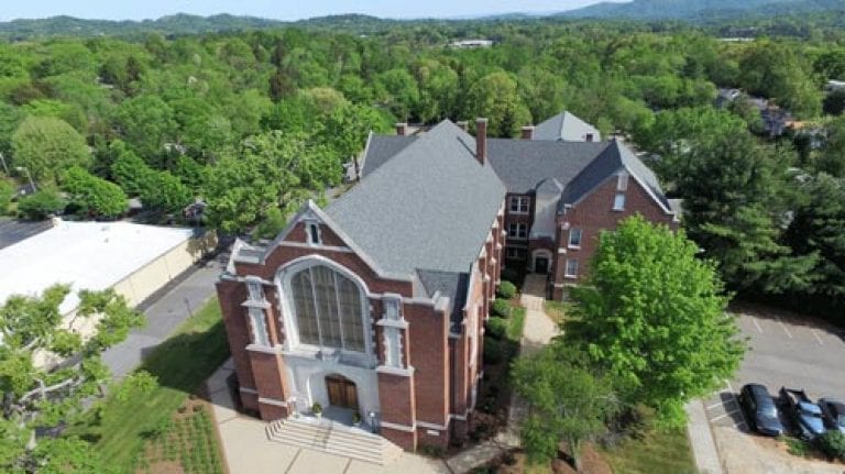 Shingle roof installation on a church in Asheville, NC